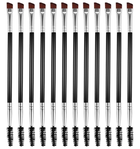 12 Pcs Eyebrow Tint Brush, Spoolie Brush Set, Professional Angled Brushes for Lash Extensions, Mascara & Brow Shaping