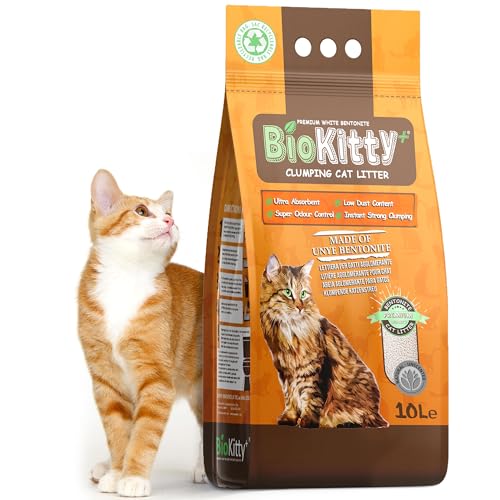 BioKitty Agrupar arena para gatos, sin perfume, 100% biodegradable, extra absorbente, 10 l