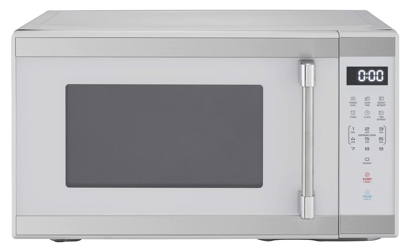 1 1 Cu ft 1000 W Mid Size Microwave Oven 1000W White Stainless Steel