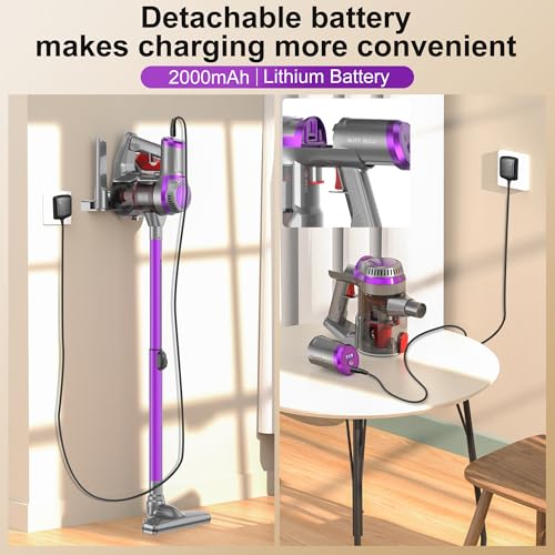 Cordless Stick Vacuum Cleaner, Handheld Rechargeable Lightweight Small Vac Electirc Broom Dust Catcher for Hardwood Floors Carpet Pet Hair Litter Home Clean, Detachable Battery