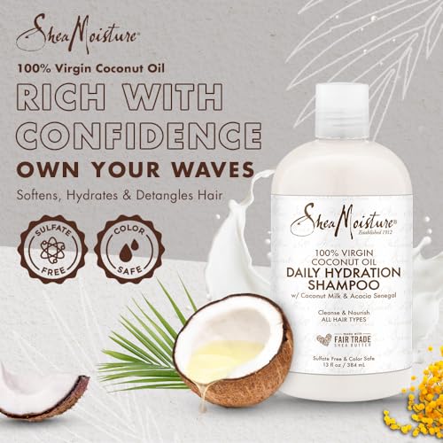 SheaMoisture Shampoo, 13 oz, All Hair Types | Daily Hydration | Virgin Coconut Oil | Sulfate-Free | Pack of 2 - image 3