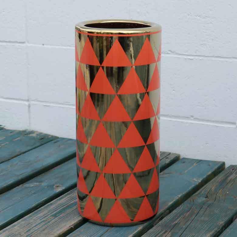 傘立て アンブレラスタンド 陶器製 オレンジ x ゴールド モダン アート 傘立て アンブレラスタンド 陶器製 オレンジ x ゴールド モダン