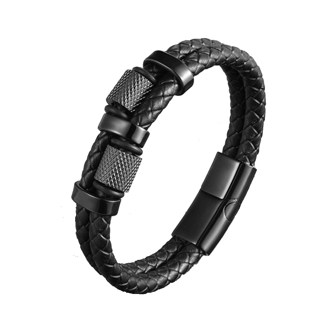 YELLOW CHIMESBracelets for Men and Boys Black Leather Bracelet for Men | Magnetic-Clasp Genuine Leather Wrap Bracelets for Men | Birthday Gift for Men and Boys for Husband