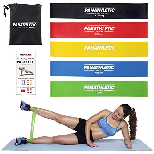 Resistance Loop Bands - Exercise Bands - Fitness Bands, Set of 5, with Exercise Guide, eBook and Carry Bag  5X Power Body Workout Band for Legs and Butt, Yoga, Crossfit, Strength Training, Pilates
