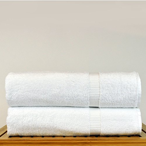 Image of Bare Cotton Luxury Hotel & Spa Towel 100% Genuine Turkish Bath Sheets Dobby Border, White, Set of 2