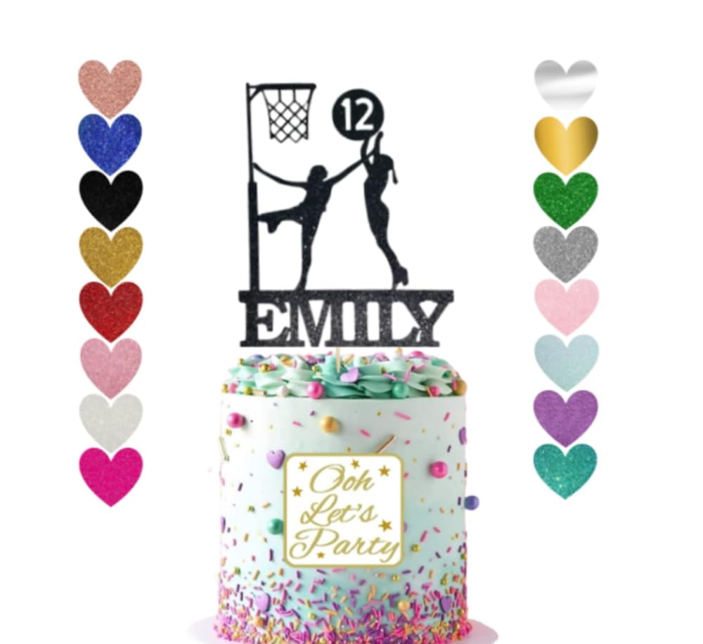 Cake Topper Extra Large Netball, Choose Your Name, Age & Colour
