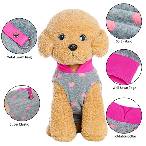 Rbenxia Grey Dog Heart Sweater with Leash Ring Soft Fleece Vest Pullover Warm Jacket Pet Clothes Winter Outfits for Small Puppy Cat Pets (Medium) - Image 4