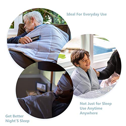 Image of ZonLi Bomboo Cooling Weighted Blanket, Oeko-Tex Certified Soft Breathable Weighted Blankets with Premium Glass Beads (48''x72'' 15lbs, Pla Light Grey), Suit for Person (~190lb) / Twin /Full
