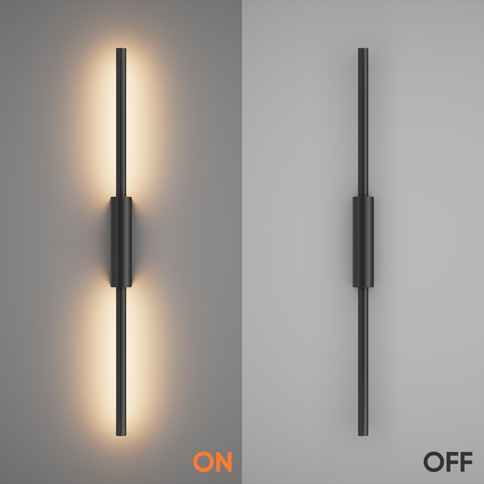 2 Stück LED Innen-Wandleuchte mit Akku Schwarz, Touch, Fernbedienung mit Timer & Schalter 60cm 7W, dimmbare batteriebetriebene Wandlampe für Wohnzimmer, Schlafzimmer und Flur