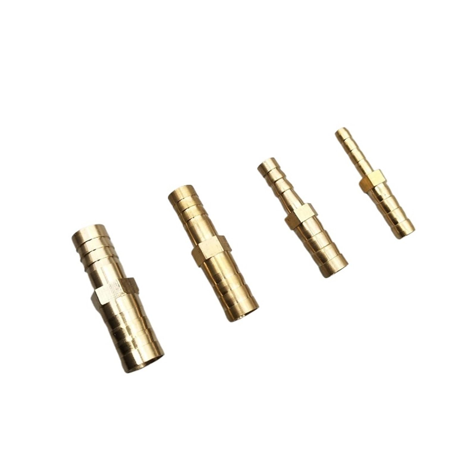 1pc Brass Reducing Straight Hose Barb 2 Way Pipe Fitting Reducer Copper Joiner Splicer Connector Coupler Adapter for Fuel Gas Water(8mm-10mm Barb)