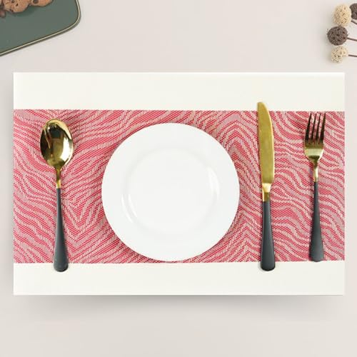 Image of Dining Table Placemats & Runner Set - Heat Resistant, Washable & Stain Resistant Woven Vinyl Mats | Table Runner & 6 Placemats Set for Stylish Dining (45x30 cm Placemats, 180x30 cm Runner)