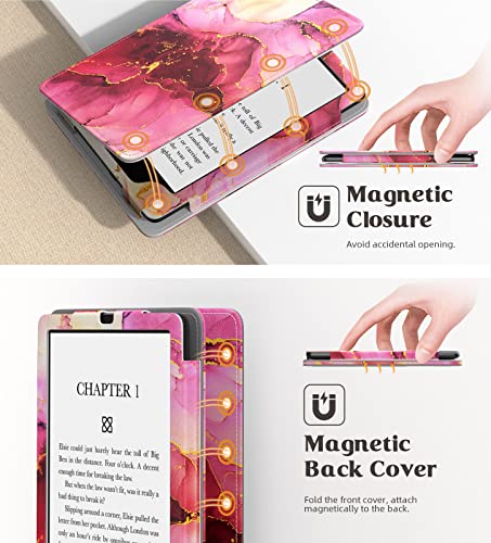 Image of MoKo Case for 7 inch /6.8 inch Kindle Paperwhite(12th /11th Generation-2024 /2021) and Kindle Colorsoft Signature Edition, Slim PU Shell Cover Case with Auto-Wake /Sleep for Kindle Paperwhite 2024, Rose Purple