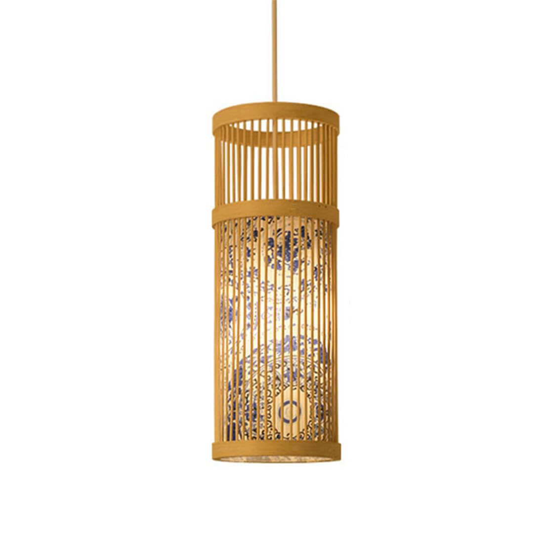 Lámpara colgante china de bambú de 40 cm para techo de salón y lámpara de ratán boho