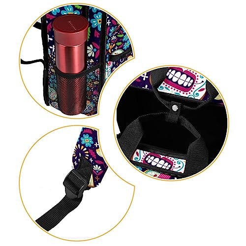 Sac à dos motif tête de mort violet et multicolore de 35.5 cm unisexe