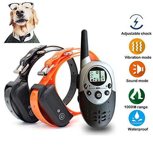 xuehaostore Collar de Adiestramiento para Perros, 1000 Metros, 4 Modos, Impermeable y...