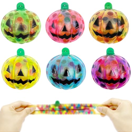 6 Pcs Pumpkin Stress Balls, Halloween Squishy Squeeze Balls Fidget Toys, Stress Relief Toys for Adult, Halloween Trick or Treat Goodie Bag Fillers, Party Favors Gifts