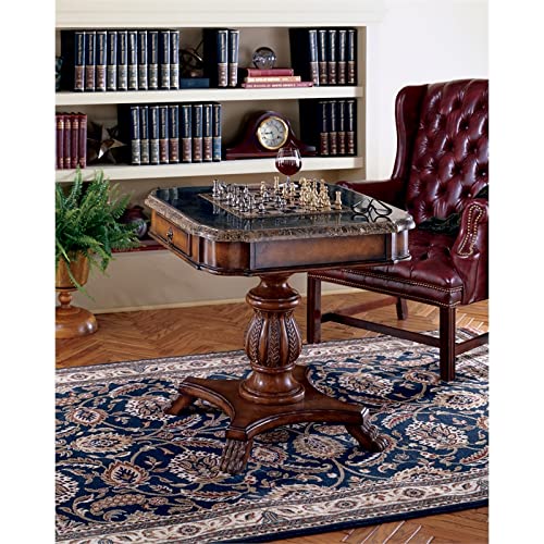 BOWERY HILL Traditional Multi-Color Wood Brown Square Pedestal Game Table