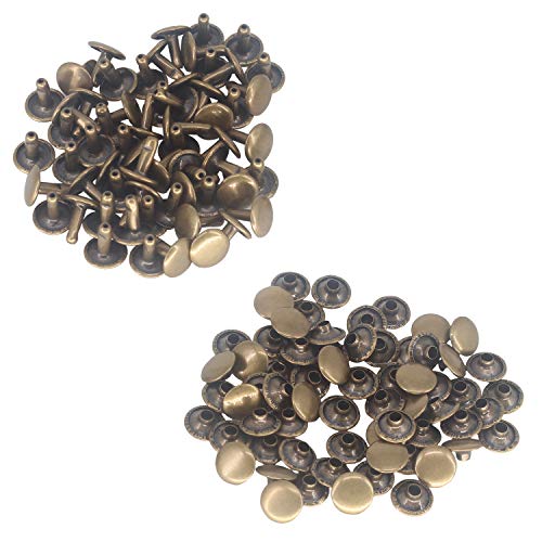 Trimming Shop X 100 15mm Dos Piezas de Doble Cara Remaches Tubulares - Resistente Decorativo para Bolsos Jeans,Correas,Collares Perro,Piel Manualidades - Robusto Cierre Costura y Prendas Reparación Cover
