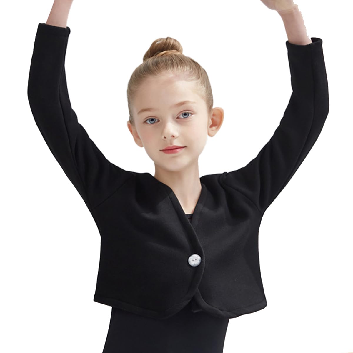 LIBREDGE Girls Sweaters Ballet Dance Tops Long Sleeve Cardigan Kids Button Shrug Cropped(Toddler/Little Girl/Big Girl)