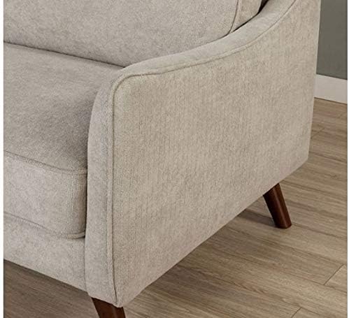 Naha Mid-Century Modern Sofa Set in Light Gray Chenille