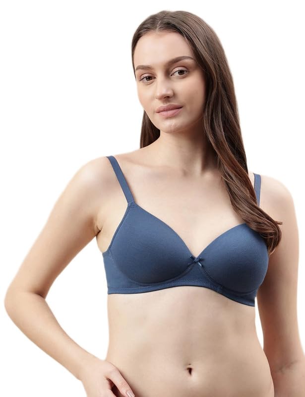 Image of Marks & Spencer Cotton Mix Padded Demi Cup Bra T333208KDARK Petrol (42B)