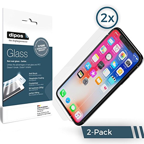dipos I 2X Pellicola Protettiva Compatibile con Apple iPhone X Protezione Vetro Flessibile 9H