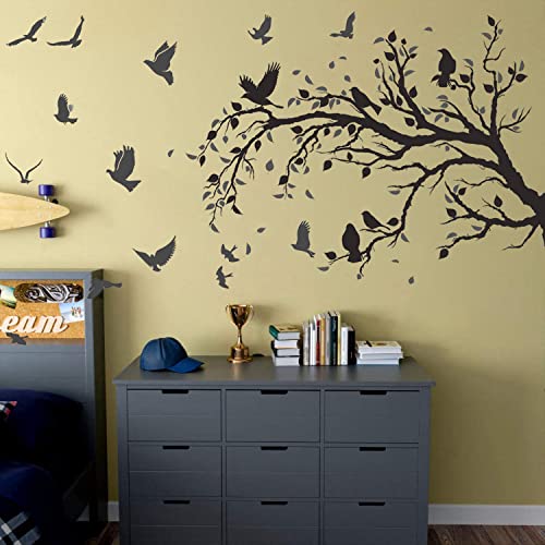Vinilos decorativos ramas árbol y pájaros negros 12x18 in miniatura 2