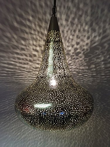 Orientalische Lampe Pendelleuchte Silber Namika 50cm E27 Lampenfassung | Marokkanische Design Hängeleuchte Leuchte aus… – Bild 7