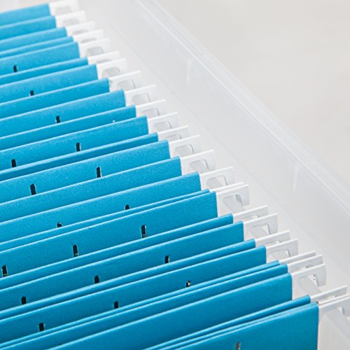 Image of IRIS USA 32 Quart WEATHERPRO Plastic Storage Box with Durable Lid and Seal and Secure Latching Buckles, Clear with Black Buckles, 6 Pack