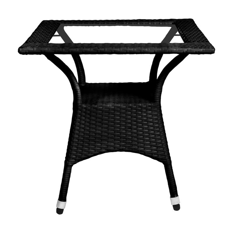 Image of Amazon Brand - Solimo Rattan and Wicker Garden Patio Seating Chair and Table Set Outdoor Balcony Garden Coffee Table Set Furniture with 1 Square Glass Top Table and 2 Chairs Set for Home (Black)
