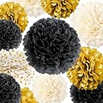 NICROLANDEE Black and Gold Party Supplies for 2025 Graduation - 12PCS Metallic Foil Paper Lanterns Decorative for Graduation, Wedding, Birthday, Baby Shower, Retirement Party, New Years Eve Party - Image 2