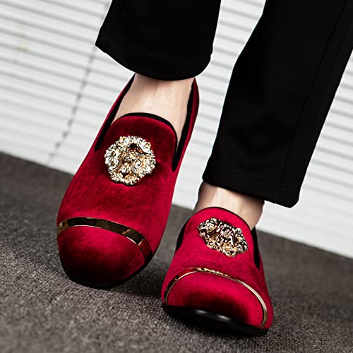 Image of Meijiana Men's Velvet Loafers - Fashion Casual Low-Heel Dress Shoes for Men with Rubber Sole & Metal Buckle - Perfect Business & Formal Attire, Stylish Mens Shoes