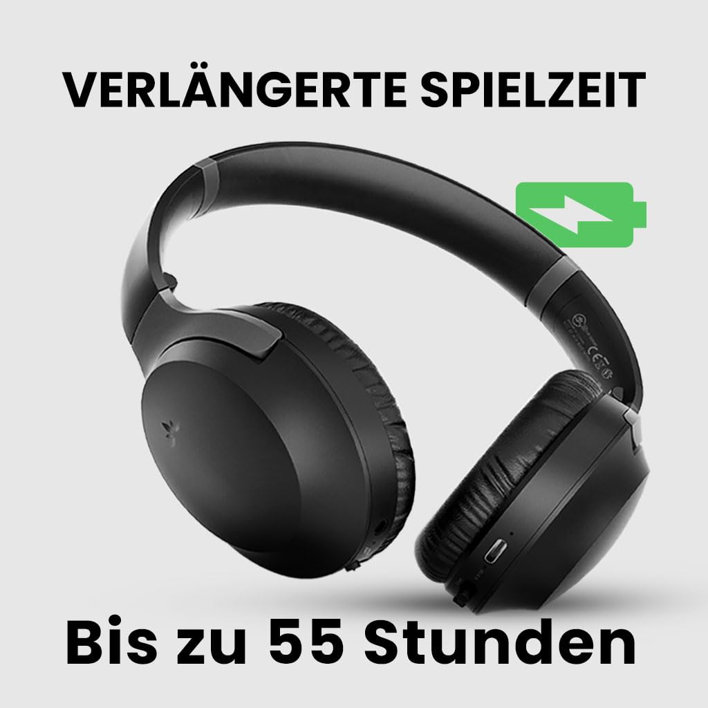 Avantalk Aria Podio 3 – Multipoint Bluetooth Kabellos Headset mit abnehmbarem Noise-Cancelling Mikrofon & Sidetone für klare Anrufe, PC & Smartphone, EQ-Sound, 55h Akku, Ladebasis, große Ohrmuscheln