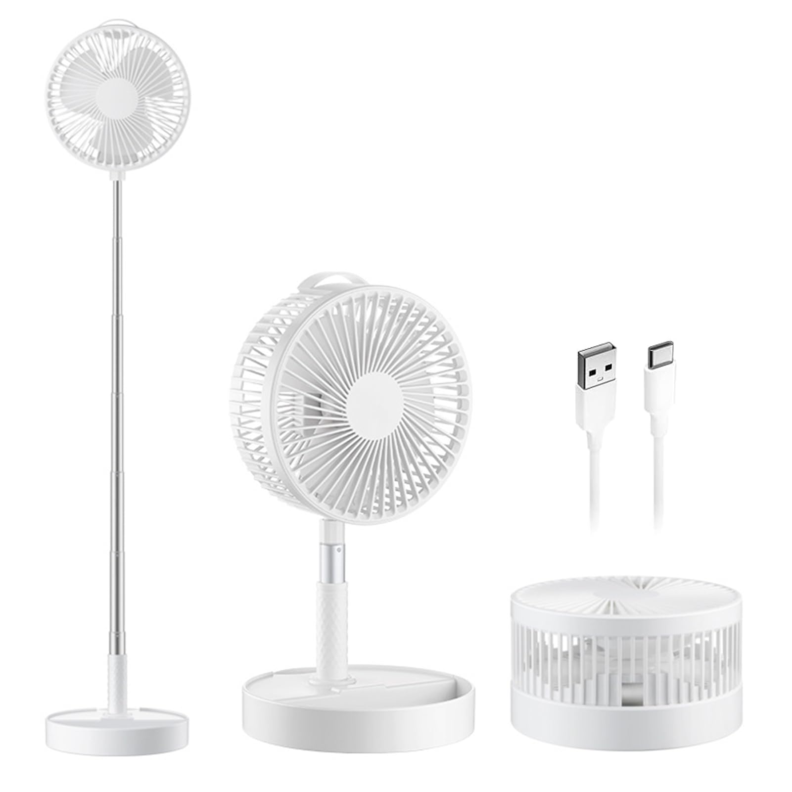 Ezcool Cordless Fan, Portable Fan Rechargeable 7200mAh - 3ft Foldable Whisper Quiet, Standing Floor & Desk Fans with 4 Airflow Settings, Ez Cool Fan for Bedroom Cruise Camping Travel (3600mAh)