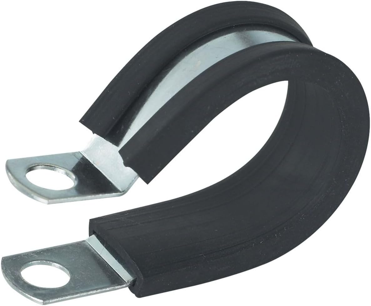 Gardner Bender PPR-1600 Rubber Insulated Steel Clamp, Secures Wire & Cable in Industrial/Auto/Marine Applications, 1 in., 1 Hole, 2 Pk., Black