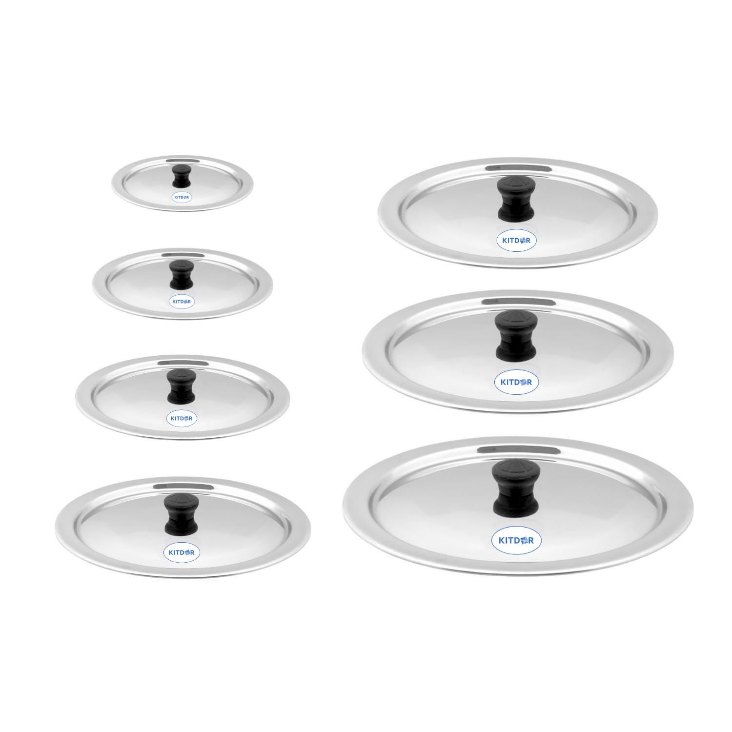 Glossy Steel Lids for Utensils with Knobs | Melt-Free with a Good Gripsteel Lid for Kadai and Other Utensils | Round, Rust Resistant Steel (4 Pcs Set, Small) — Amazon image 8