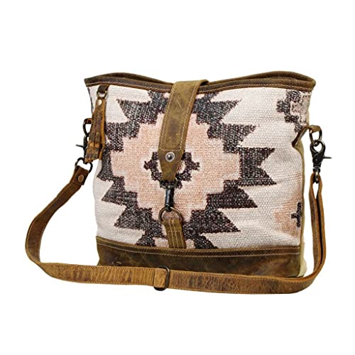 Image of Myra Bag Aztec Purse for Women - Canvas Bag with Real Leather Detailing, Boho Handbags for Women, Cute Western Purse