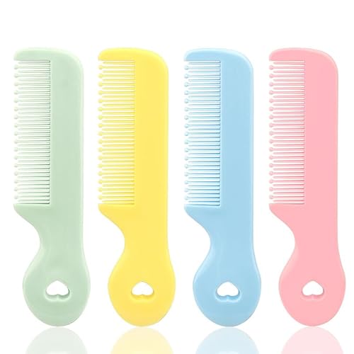 1 Pack Of 4 Round Colorful Tip Bristles Baby Cute Comb Baby Grooming For Sensitive Scalp Skin, for Nursery Newborn Infant Girl Boy Kids Comb Baby，Grooming and Healthcare Kits
