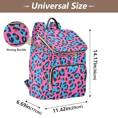 KLL Peach Blue Animal Leopard Print Fur Women Backpack Large Capacity Travel Bag Ladies Shoulder Bag for Yoga Sports Travel3