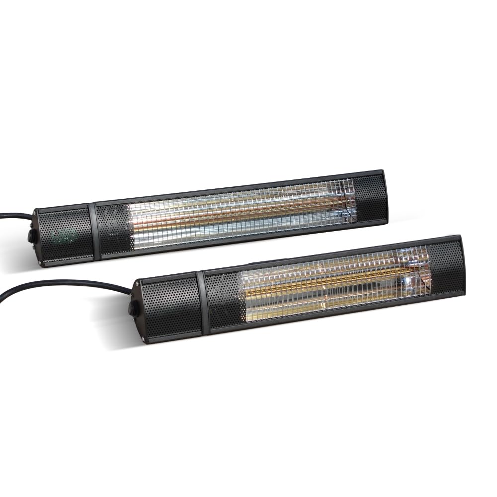 SUNNY Calefactor infrarrojo de pared interior y exterior. Tecnología GOLDEN TUB calor instantáneo 1500/2000 W. Protección IP65 resistencia total al agua y al polvo. Mando a Distancia. (2000W)