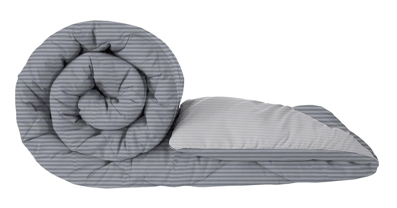 BSB HOME 220 GSM Microfiber Solid Satin Striped Comforter |Quit | Blanket Reversible Double Tone for Double Bed | Washable | Hypoallergenic Skin Friendly (90 x 100 Inch, Grey & Silver)-image-22
