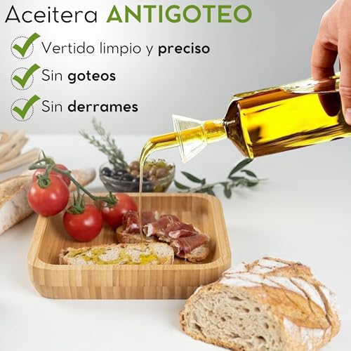 Miniatura 3 de Gp Group Olivea Aceitera Cristal Antigoteo 500ml Botella Vidrio Borosilicato Premium Con Dosificador Dispensador De Aceite Para Cocina Y Mesa Ideal Para Aove, Vinagre Y Salsas
