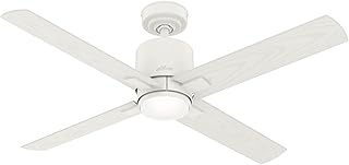 HUNTER Visalia Indoor/Outdoor Ceiling Fan with LED Light and Remote Control, 52", Matte White