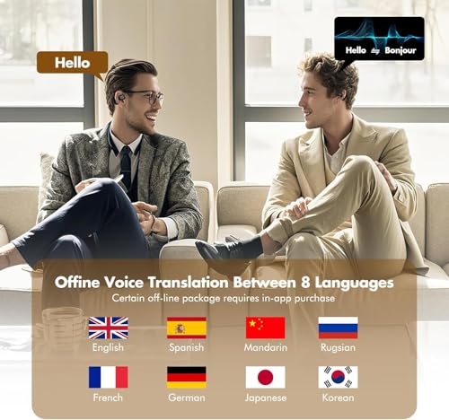 Image of AI Translator Earbuds Real-Time Translation Earbuds 180 Languages and Accents Two-Way Translation Device for Travel Business and Learning Compatible with iOS and Android Electroplated Black
