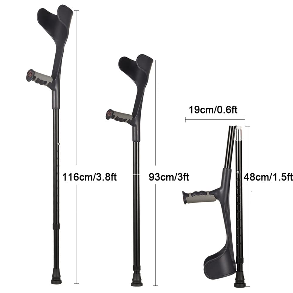 Bastones de antebrazo Ajustables para Adultos, muletas de Aluminio Plegables Negras, Ancianos cómodos y livianos, Uso en Viajes y Trabajo Aniversario