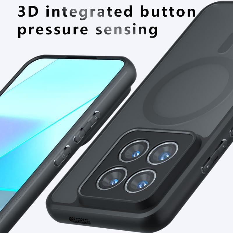 Compatible with Xiaomi 14 Case Cover,Compatible with MagSafe,Compatible with Xiaomi 14 5G 23127PN0CC 23127PN0CG Built-in Magnetic Anti-Shock Cell Phone Case Black - Image 5