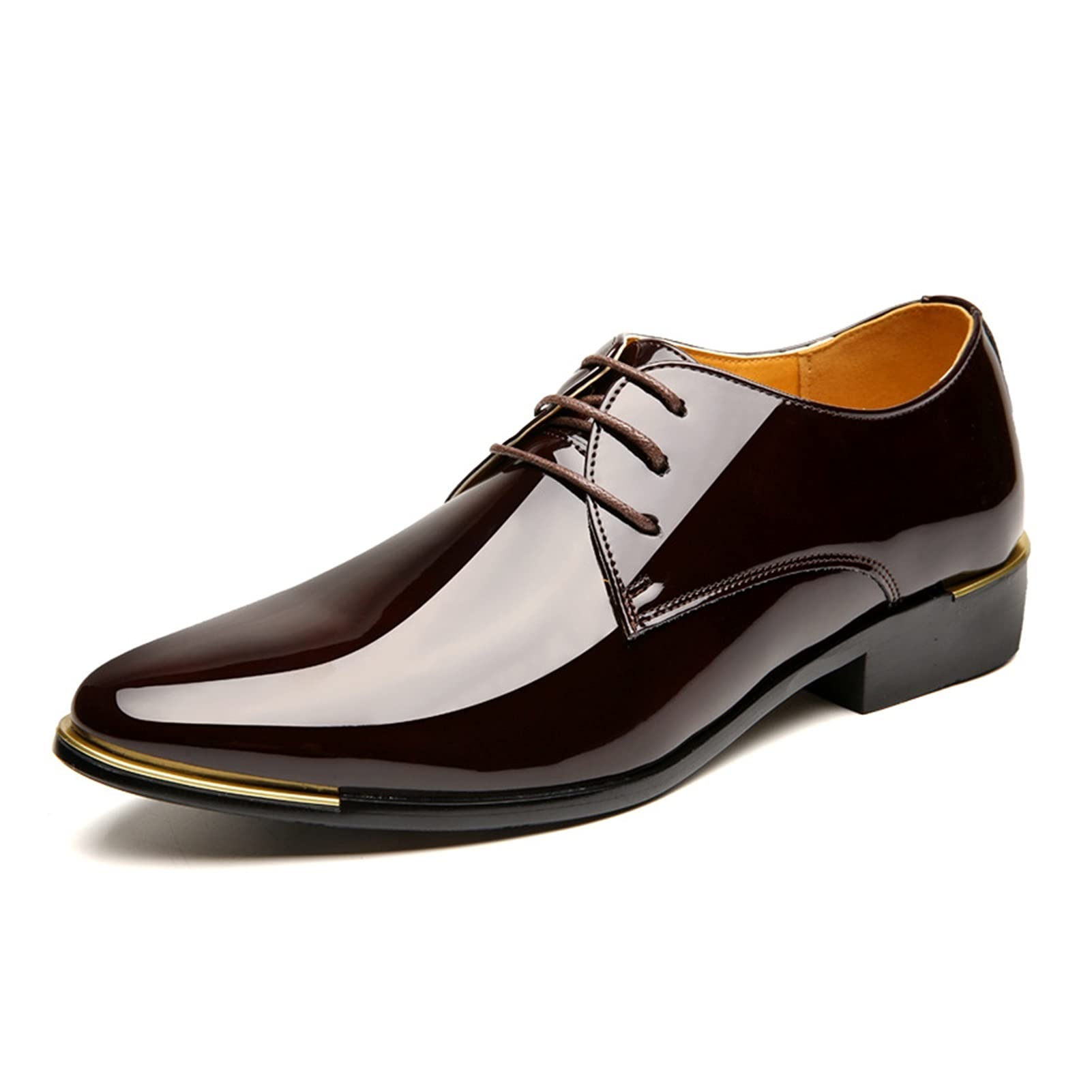 Yigebomens Dress Shoes Patent Leather Vegan Leather Oxford Gold