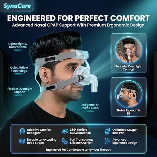 Image of Cpap Mask for cpap machine for sleep apnea NASAL CPAP type face mask covers nose only compatible to all cpap machine with head strap 100% Transparent (MEDIUM)