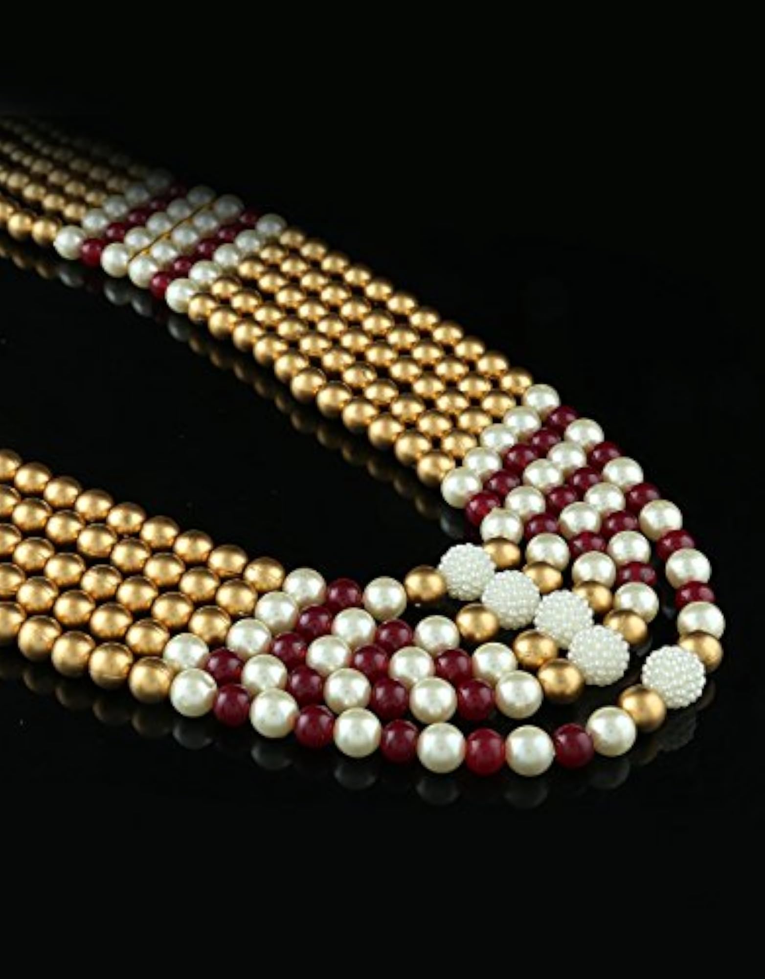 Men's Golden-Maroon Traditional Dulha Necklace, Royal Look