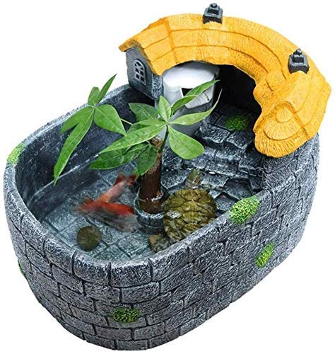 ZHUYUE Beautiful Desk Aquarium Table Fish Tank Interior Decoration Humidification Natural Landscape Home Decoration Indoor Fountain (Size : 35x24x35cm) (Size : 35x24x35cm)
